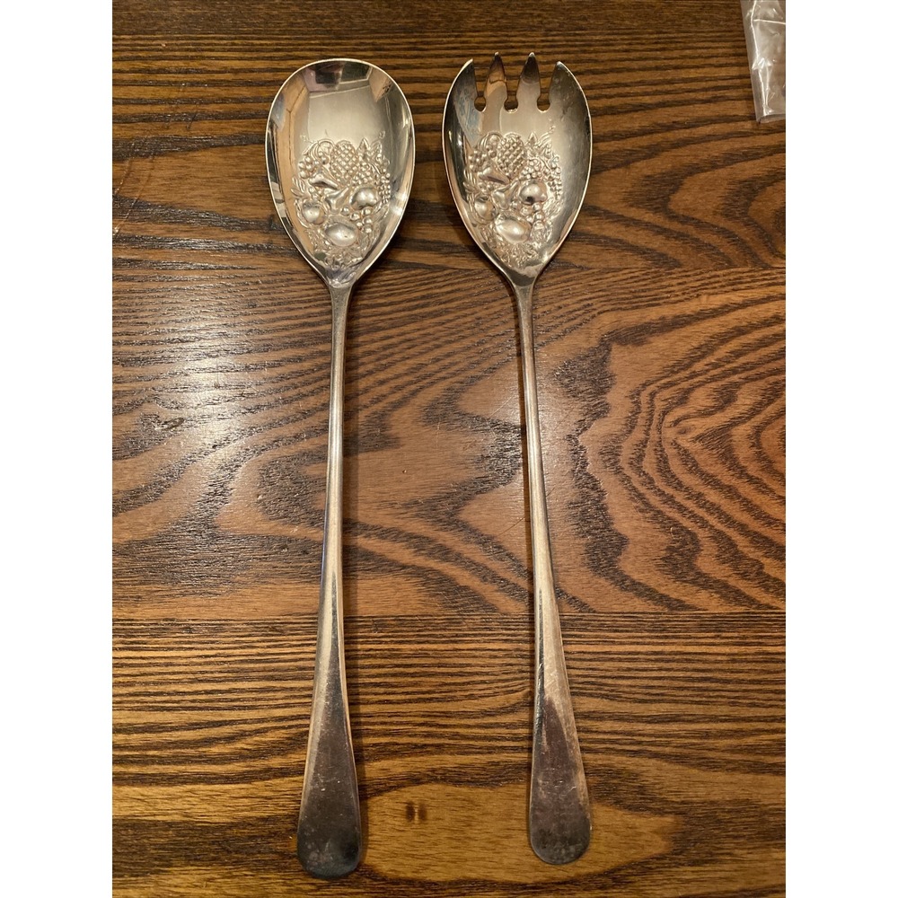 Sheffield England KINGS Silver Plate EPNS Raised Fruit Salad Serving Set